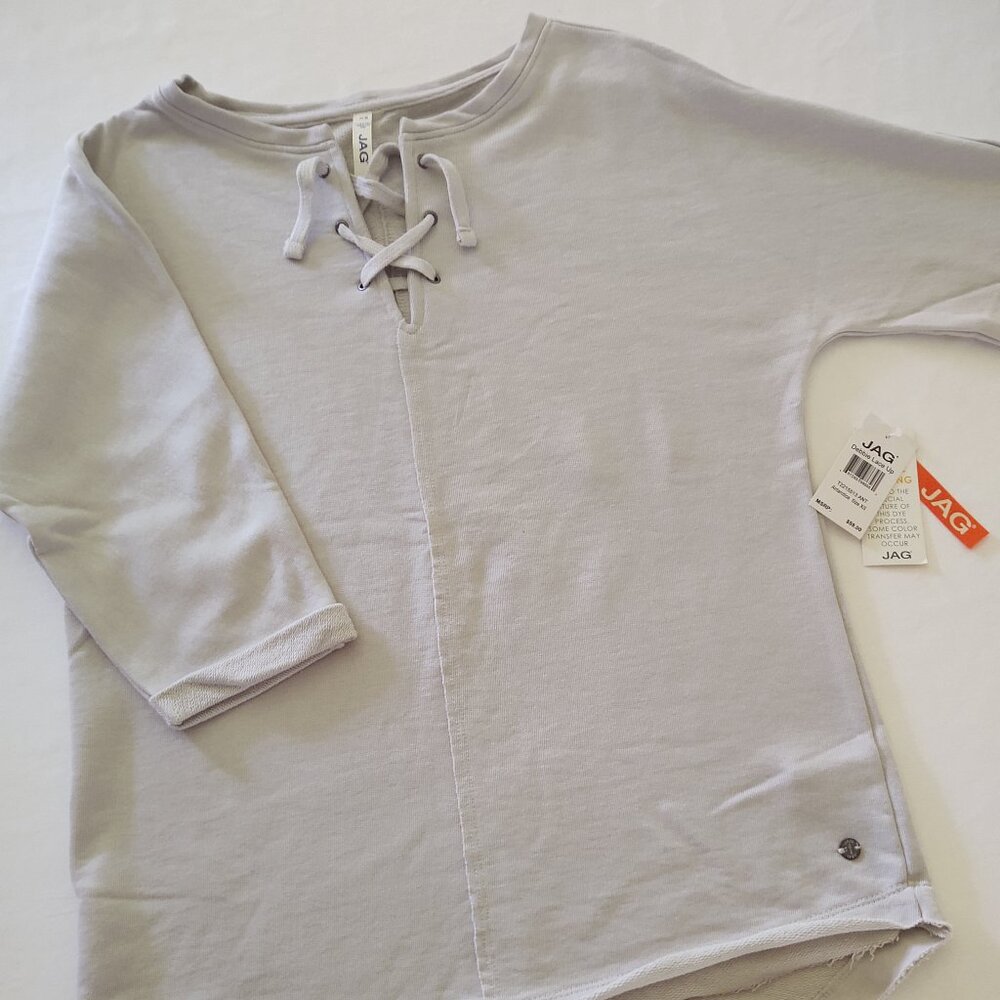 NWT 🐻‍❄️Antarctica🩶Grey LACE-UP Sweatshirt~ by JAG~ Size Xs